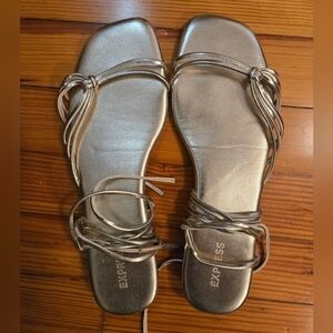Express Metallic Gold Lace-Up Sandals